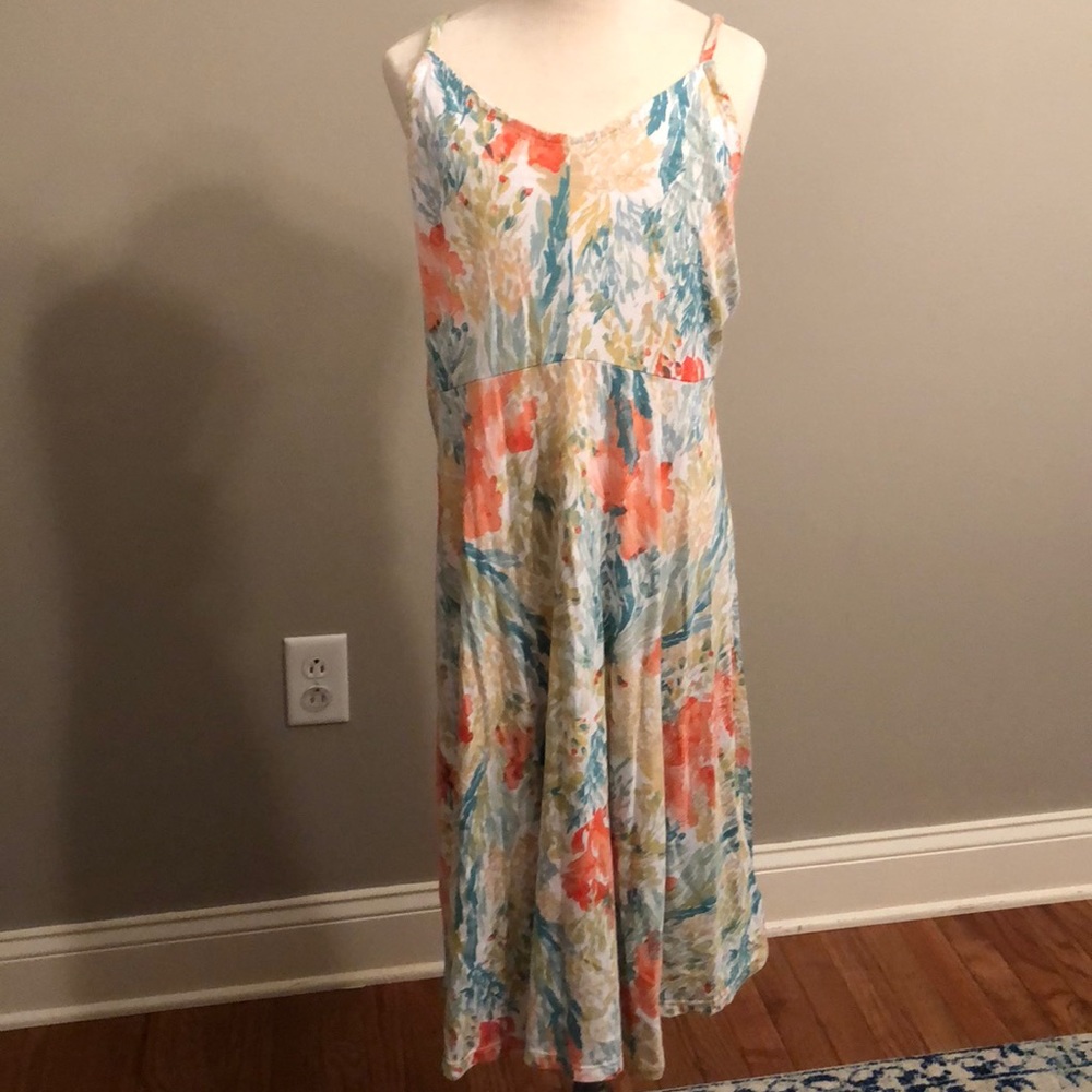 Multi colored spaghetti strap dress.